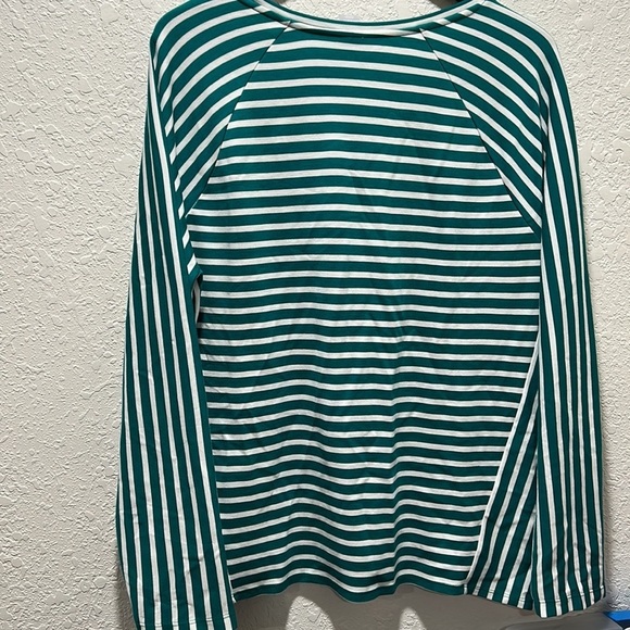 CHICO’S women’s green and white striped top size 3 GUC - Picture 8 of 12
